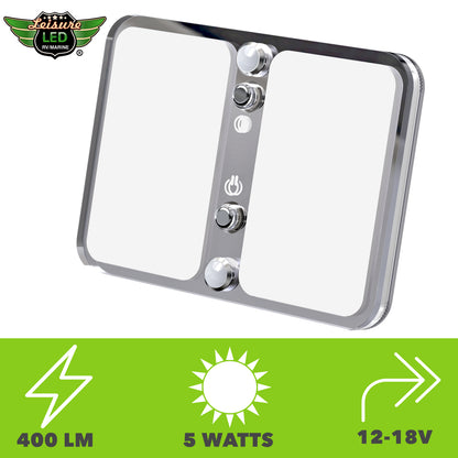 Leisure LED 12V RV LED Single Dome Light Multi-Color Touch Dimmer Switch Frosted Lens 4 Inch (Chrome)