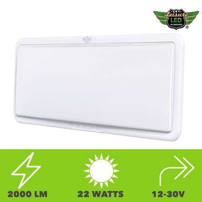 Leisure LED 12V RV Interior LED Ceiling Light Rectangle Natural White Touch Dimmer Switch 2000 Lumen 21 Inch (White)