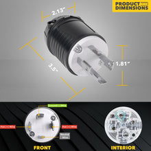Leisure Cords 30AMP RV Replacement Plug Generator NEMA L14-30P 3 Inch (Black)