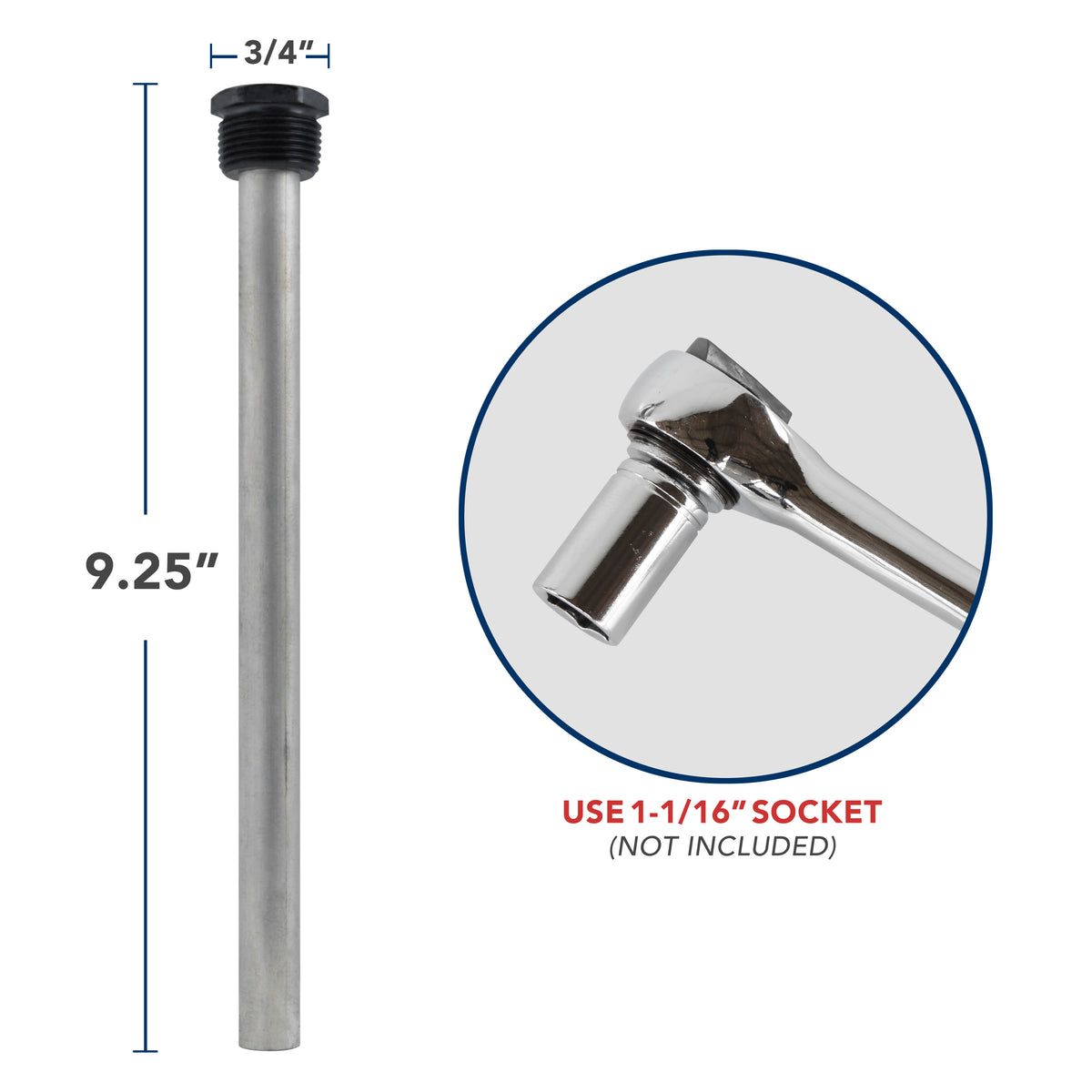 Leisure Coachworks RV Water Heater Anode Rod Magnesium 9 Inch (Black)