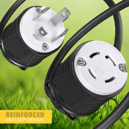 Leisure Cords 30AMP RV Replacement Plug Generator Kit NEMA L14-30P to L14-30R 3 Inch (Black)