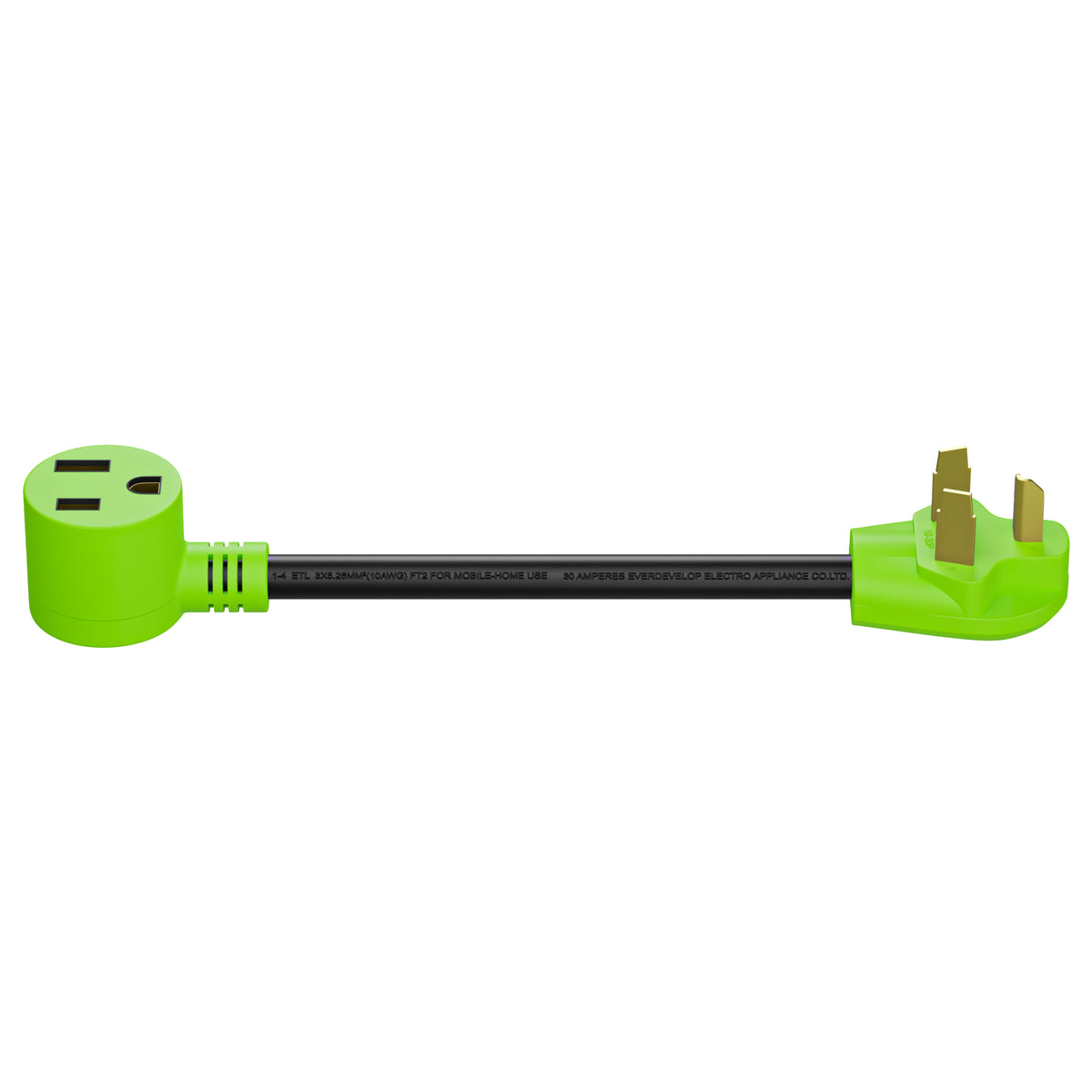 Leisure Cords 50AMP RV Dogbone Adapter Cord Welder NEMA 10-30P to 6-50R 18 Inch (Green)