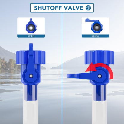 Leisure Coachworks RV Water Tank Filler with Shutoff Valve 5/8 Inch Tube (Blue)