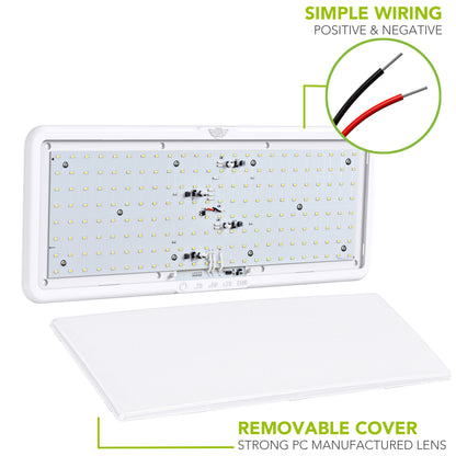 Leisure LED 12V RV Interior LED Ceiling Light Rectangle Natural White Touch Dimmer Switch 2000 Lumen 21 Inch (White)