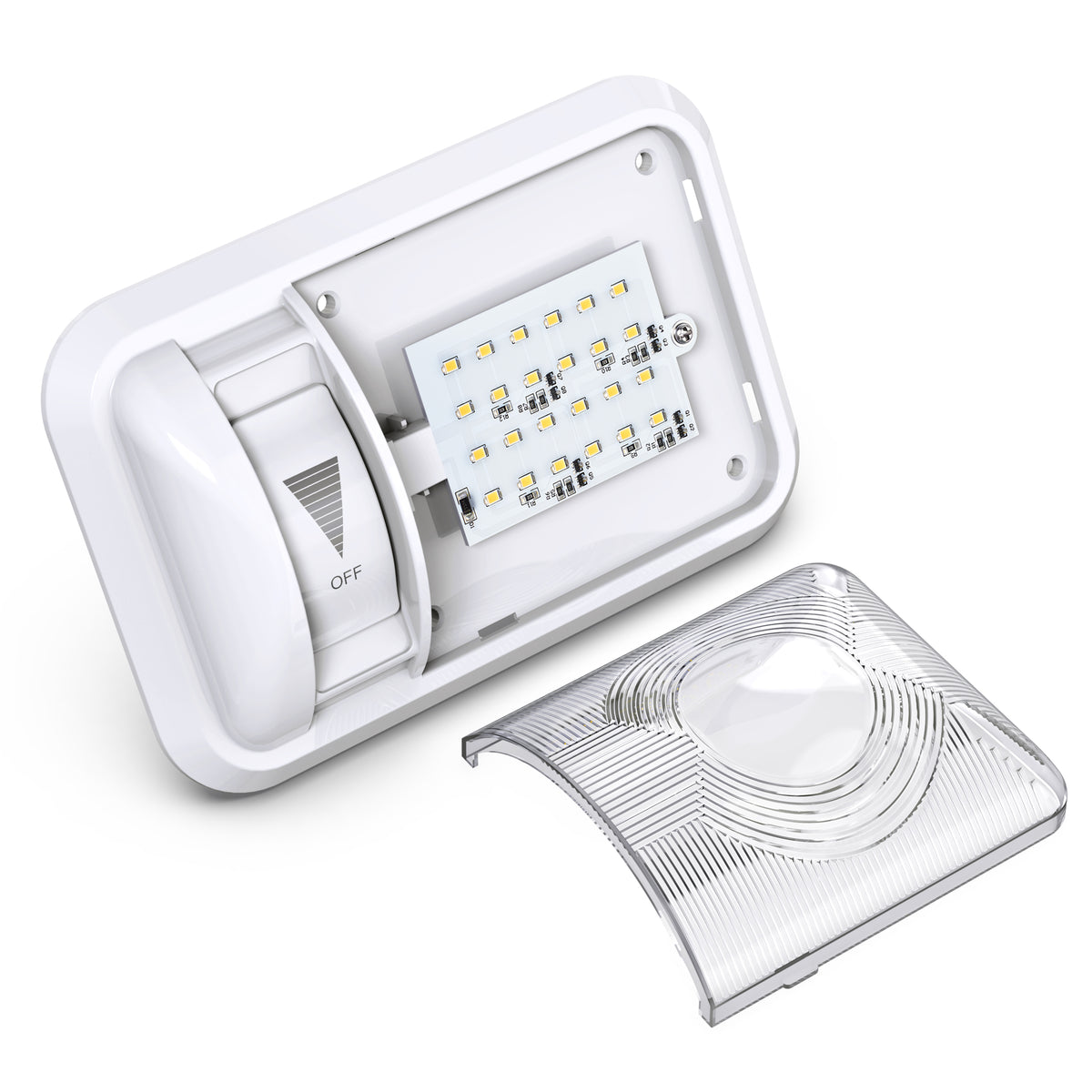 Leisure LED 12V RV LED Single Dome Light Natural White Dimmer Switch Clear Lens 8 Inch (White)