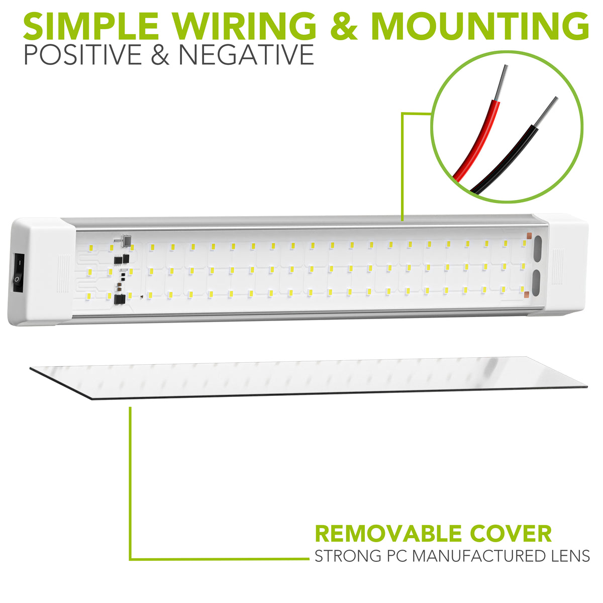 Leisure LED 12V RV Interior LED Ceiling Light Rectangle Natural White On Off Switch 720 Lumen 10.6 Inch (Grey)