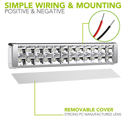Leisure LED 12V RV Interior LED Ceiling Light Rectangle Natural White On Off Switch 1200 Lumen 10.3 Inch (Chrome)