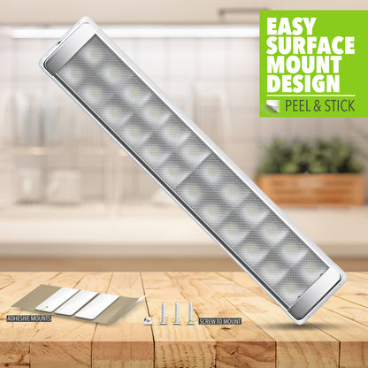 Leisure LED 12V RV Interior LED Ceiling Light Rectangle Natural White On Off Switch 1200 Lumen 10.3 Inch (Chrome)