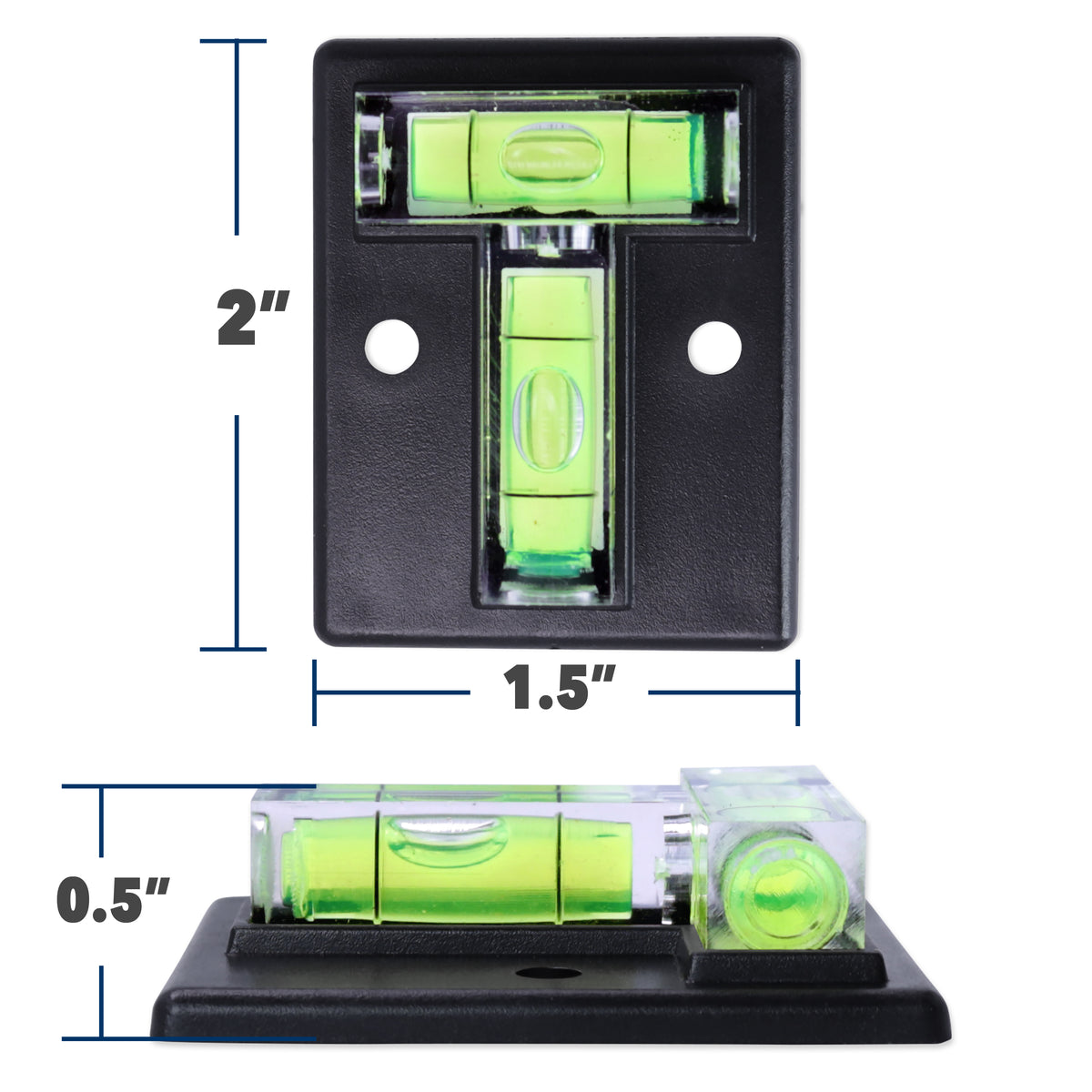 Leisure Coachworks RV Bubble Level Multipurpose 2 Way T Level 1.5 Inch x 2 Inch x 0.5 Inch Rectangle (Black)