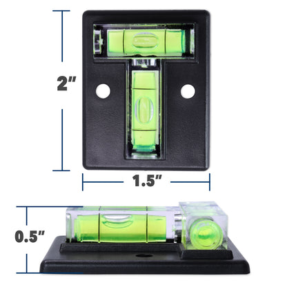 Leisure Coachworks RV Bubble Level Multipurpose 2 Way T Level 1.5 Inch x 2 Inch x 0.5 Inch Rectangle (Black)
