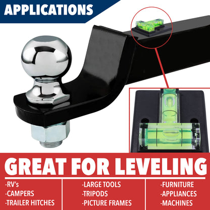 Leisure Coachworks RV Bubble Level Multipurpose 2 Way T Level 1.5 Inch x 2 Inch x 0.5 Inch Rectangle (Black)