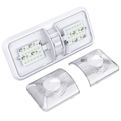 Leisure LED 12V RV LED Double Dome Light Cool White On Off Switch Clear Lens 11 Inch (White)
