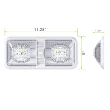 Leisure LED 12V RV LED Double Dome Light Natural White On Off Switch Clear Lens 11 Inch (White)