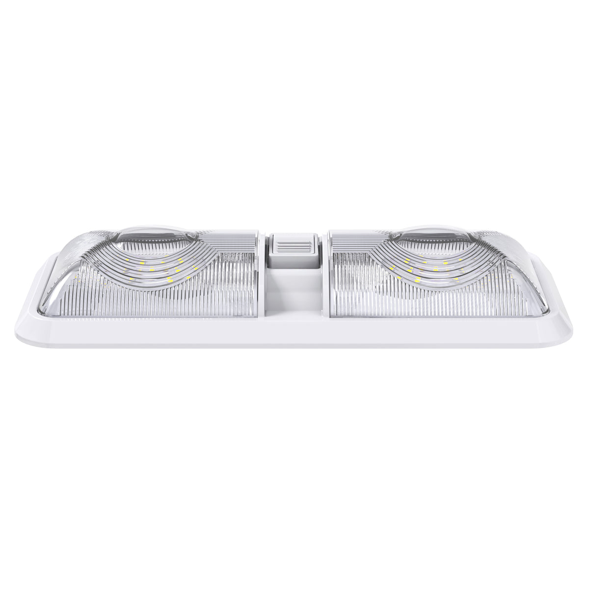Leisure LED 12V RV LED Double Dome Light Cool White On Off Switch Clear Lens 11 Inch (White)