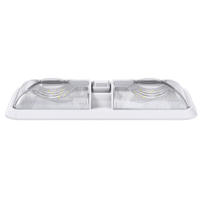 Leisure LED 12V RV LED Double Dome Light Cool White On Off Switch Clear Lens 11 Inch (White)