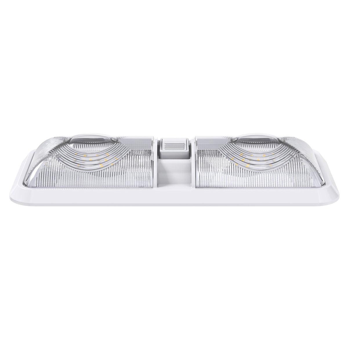 Leisure LED 12V RV LED Double Dome Light Natural White On Off Switch Clear Lens 11 Inch (White)
