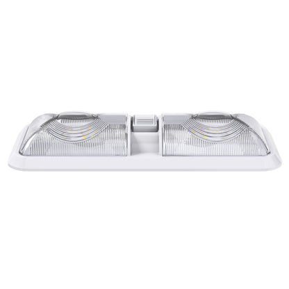 Leisure LED 12V RV LED Double Dome Light Natural White On Off Switch Clear Lens 11 Inch (White)