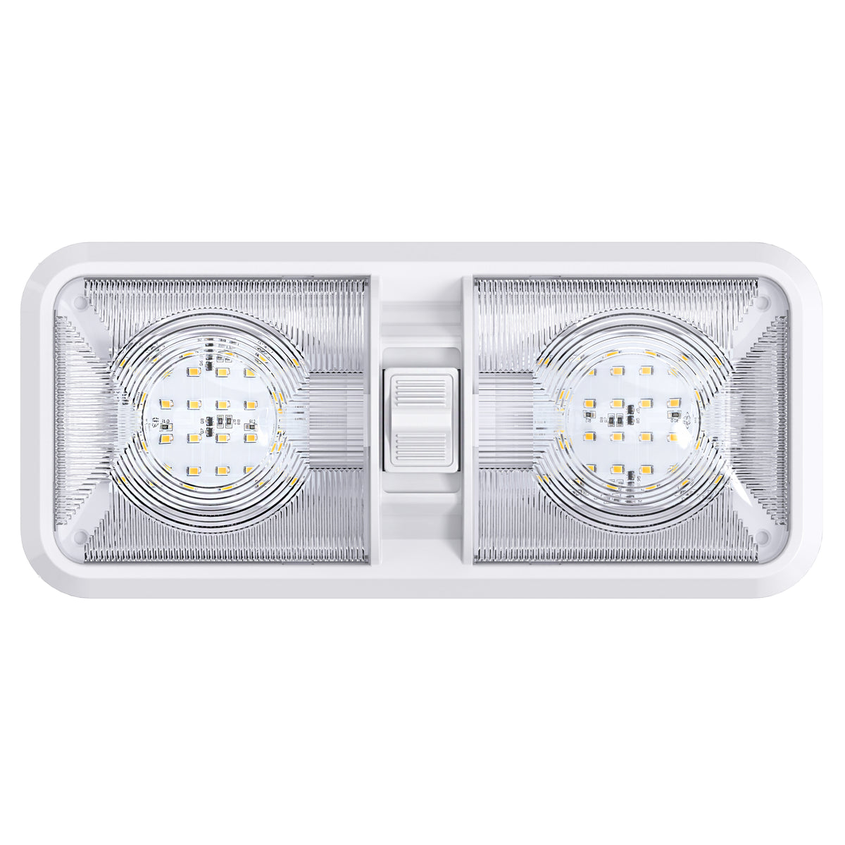 Leisure LED 12V RV LED Double Dome Light Natural White On Off Switch Clear Lens 11 Inch (White)