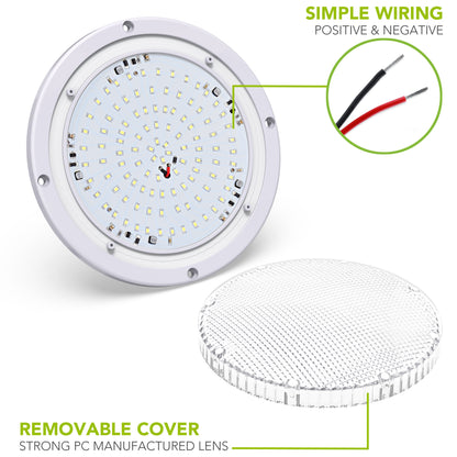 Leisure LED 12V RV Exterior LED Scare Light Round Cool White Clear Lens 1000 Lumen 8 Inch (White)