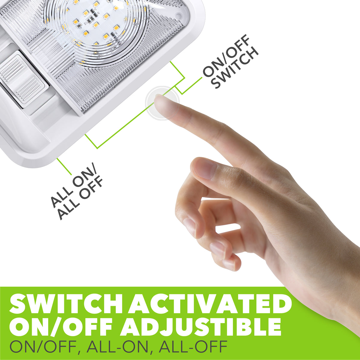 Leisure LED 12V RV LED Single Dome Light Natural White On Off Switch Clear Lens 8 Inch (White)