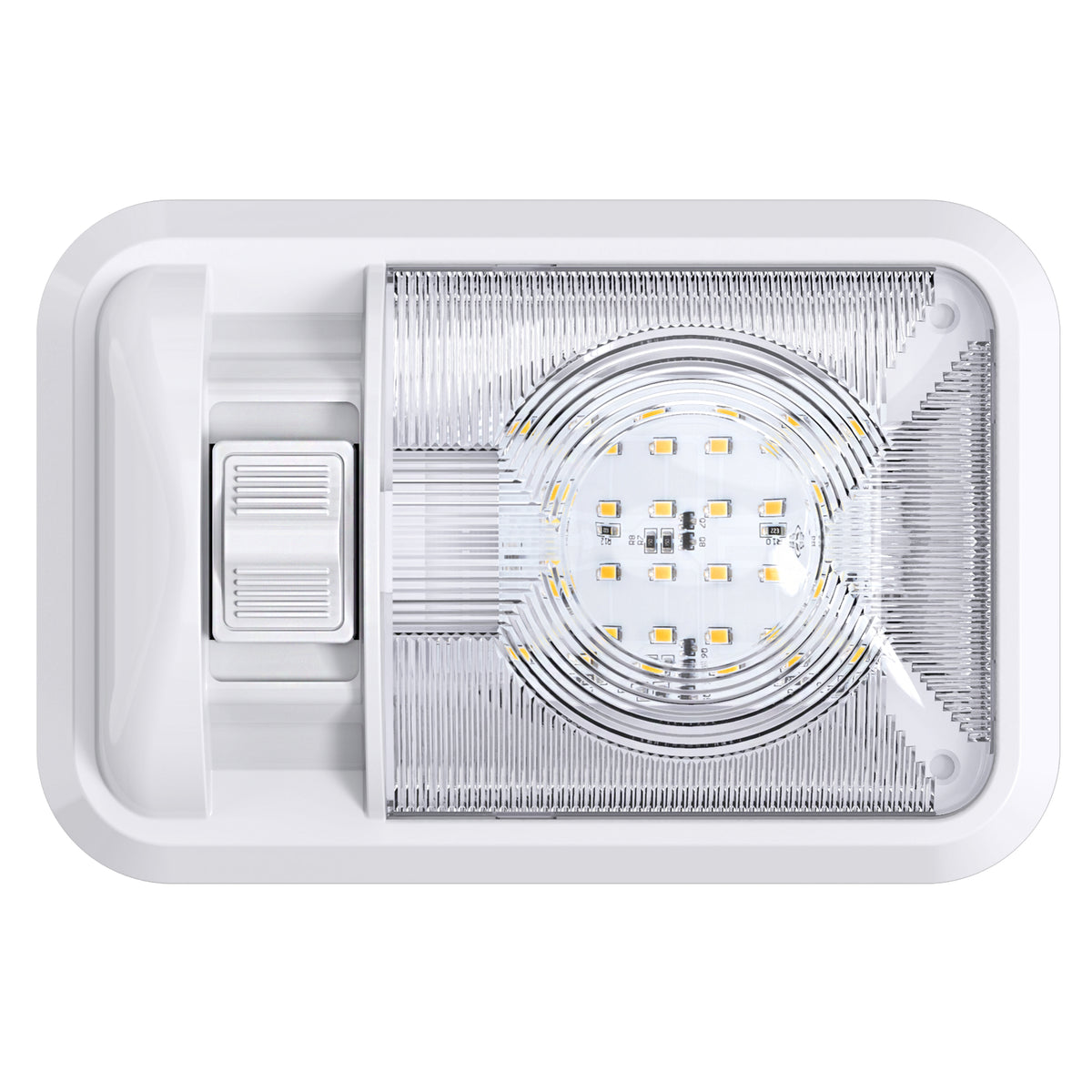 Leisure LED 12V RV LED Single Dome Light Natural White On Off Switch Clear Lens 8 Inch (White)