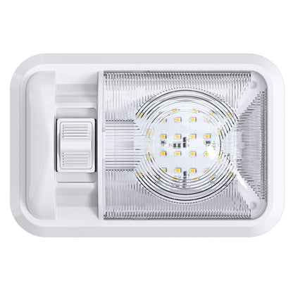 Leisure LED 12V RV LED Single Dome Light Natural White On Off Switch Clear Lens 8 Inch (White)