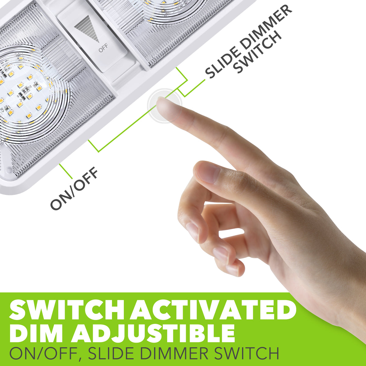 Leisure LED 12V RV LED Double Dome Light Natural White Dimmer Switch Clear Lens 11 Inch (White)