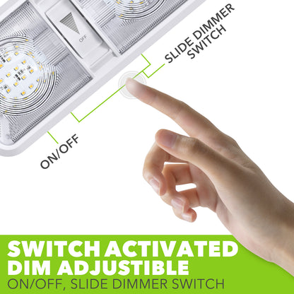 Leisure LED 12V RV LED Double Dome Light Natural White Dimmer Switch Clear Lens 11 Inch (White)