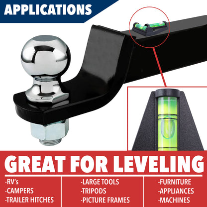 Leisure Coachworks RV Bubble Level Multipurpose 2 Way T Level 1.63 Inch x 2.25 Inch x 0.5 Inch (Black)