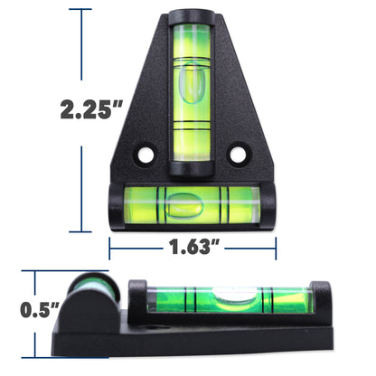 Leisure Coachworks RV Bubble Level Multipurpose 2 Way T Level 1.63 Inch x 2.25 Inch x 0.5 Inch (Black)