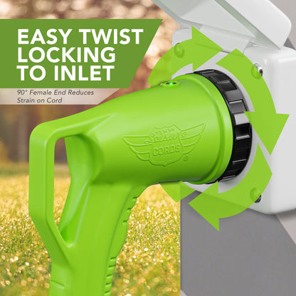 Leisure Cords 50AMP RV Dogbone Adapter Cord 90 Degree Handles Twist Locking Coupler NEMA SS2-50P to SS2-50R 12 Inch (Green)