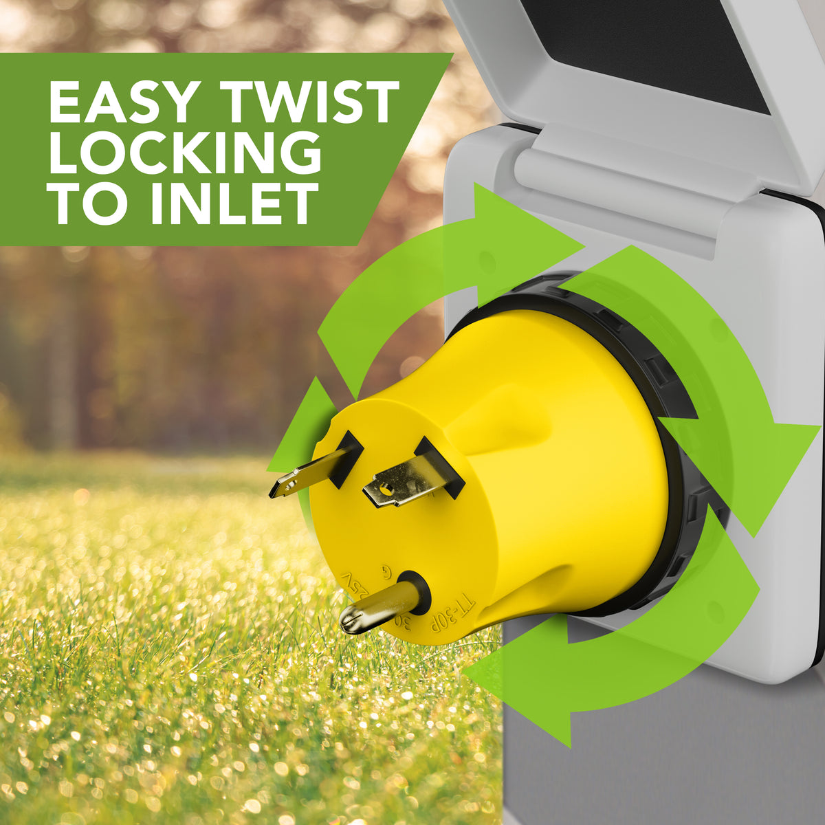 Leisure Cords 30AMP RV Electrical Adapter Twist Locking NEMA TT-30P to L5-30R 4 Inch (Yellow)