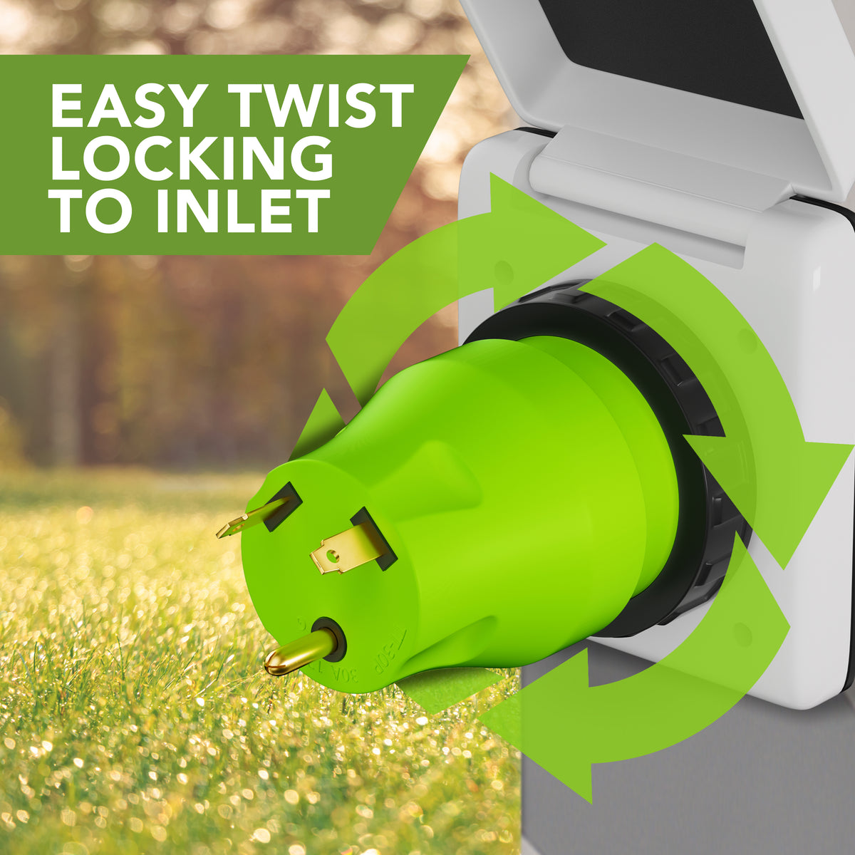 Leisure Cords 30AMP RV Electrical Adapter Twist Locking NEMA TT-30P to SS2-50R 5 Inch (Green)