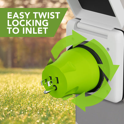 Leisure Cords 15AMP RV Electrical Adapter Twist Locking NEMA 5-15P to SS2-30R 5 Inch (Green)
