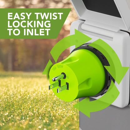 Leisure Cords 15AMP RV Electrical Adapter Twist Locking NEMA 5-15P to L5-30R 4 Inch (Green)