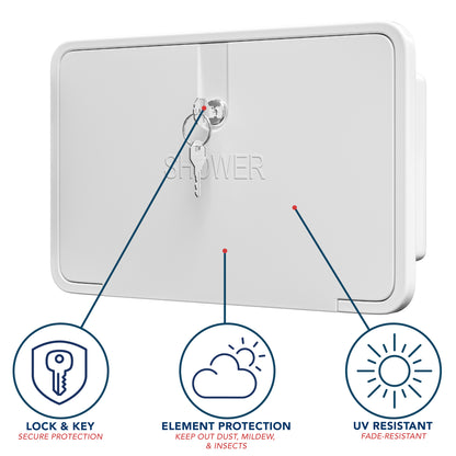Leisure Coachworks RV Exterior Shower Box Kit for Cowboy Shower with ABS Hose 13.31 Inch x 8.41 Inch (White)