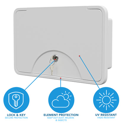 Leisure Coachworks RV Exterior Shower Box Kit for Cowboy Shower with Coiled Hose 13.38 Inch x 8.47 Inch (White)