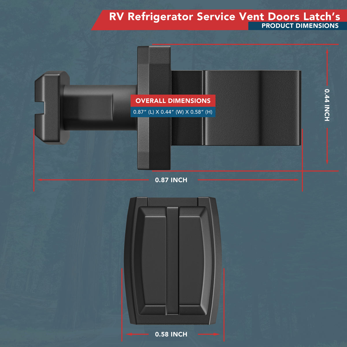 Leisure Coachworks RV Refrigerator Clip Latch Kit Replacement for 20 Inch Upper Lower Side Wall Vent (Black)