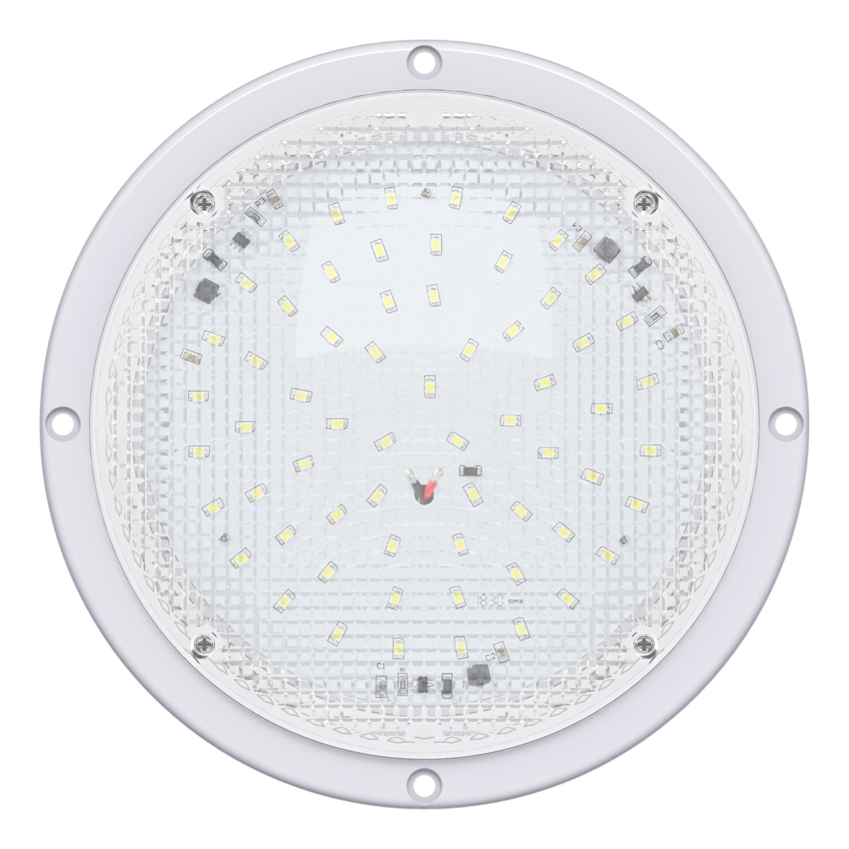 Leisure LED 12V RV Exterior LED Scare Light Round Cool White Clear Lens 1000 Lumen 8 Inch (White)