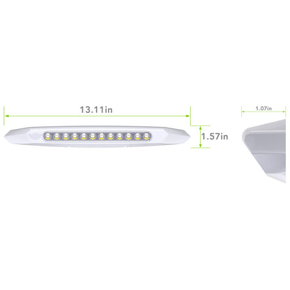 Leisure LED 12V RV Exterior LED Awning Porch Light Cool White with Clear Lens 13 Inch (White)
