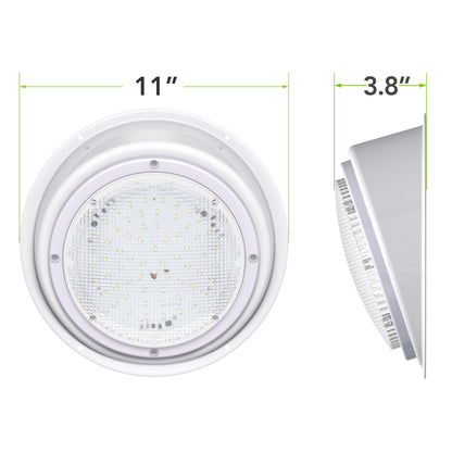 Leisure LED 12V RV Exterior LED Scare Light Round Cool White Clear Lens 600 Lumen with Bezel Kit 8 Inch (White)