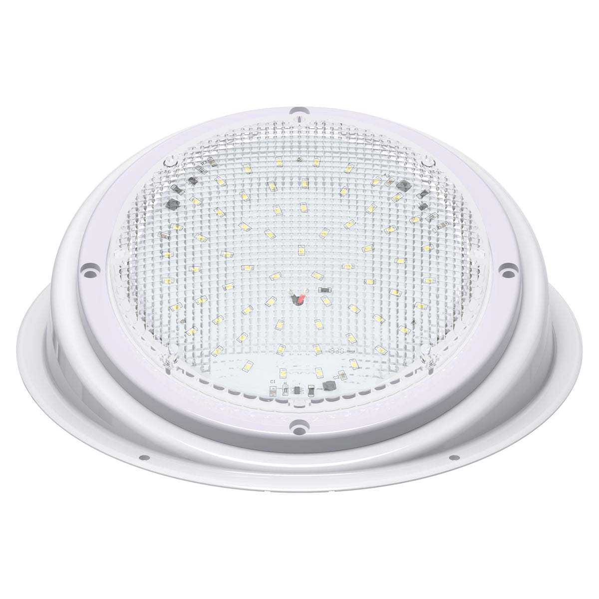 Leisure LED 12V RV Exterior LED Scare Light Round Cool White Clear Lens 600 Lumen with Bezel Kit 8 Inch (White)