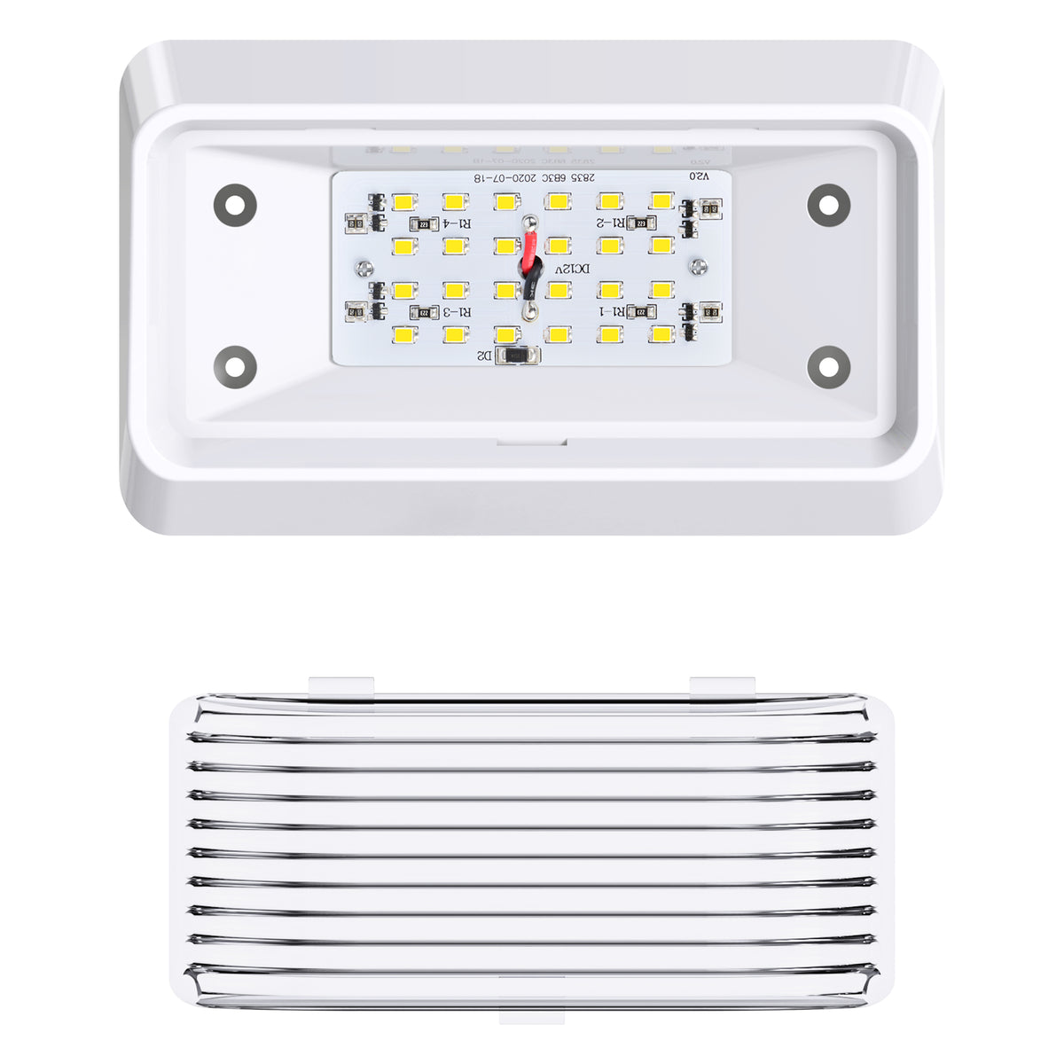 Leisure LED 12V RV Exterior LED Porch Light Cool White with Amber Lens 6 Inch (White)