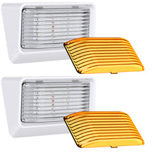 Leisure LED 12V RV Exterior LED Porch Light Cool White with Amber Lens 6 Inch (White)