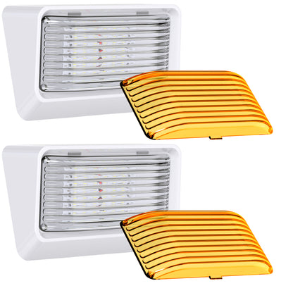 Leisure LED 12V RV Exterior LED Porch Light Cool White with Amber Lens 6 Inch (White)