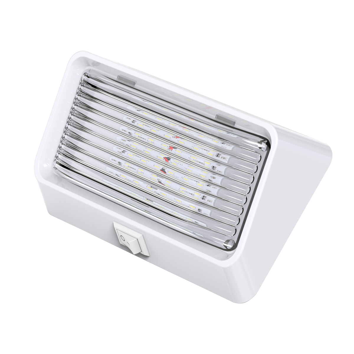 Leisure LED 12V RV Exterior LED Porch Light Cool White with Switch Amber Lens 6 Inch (White)