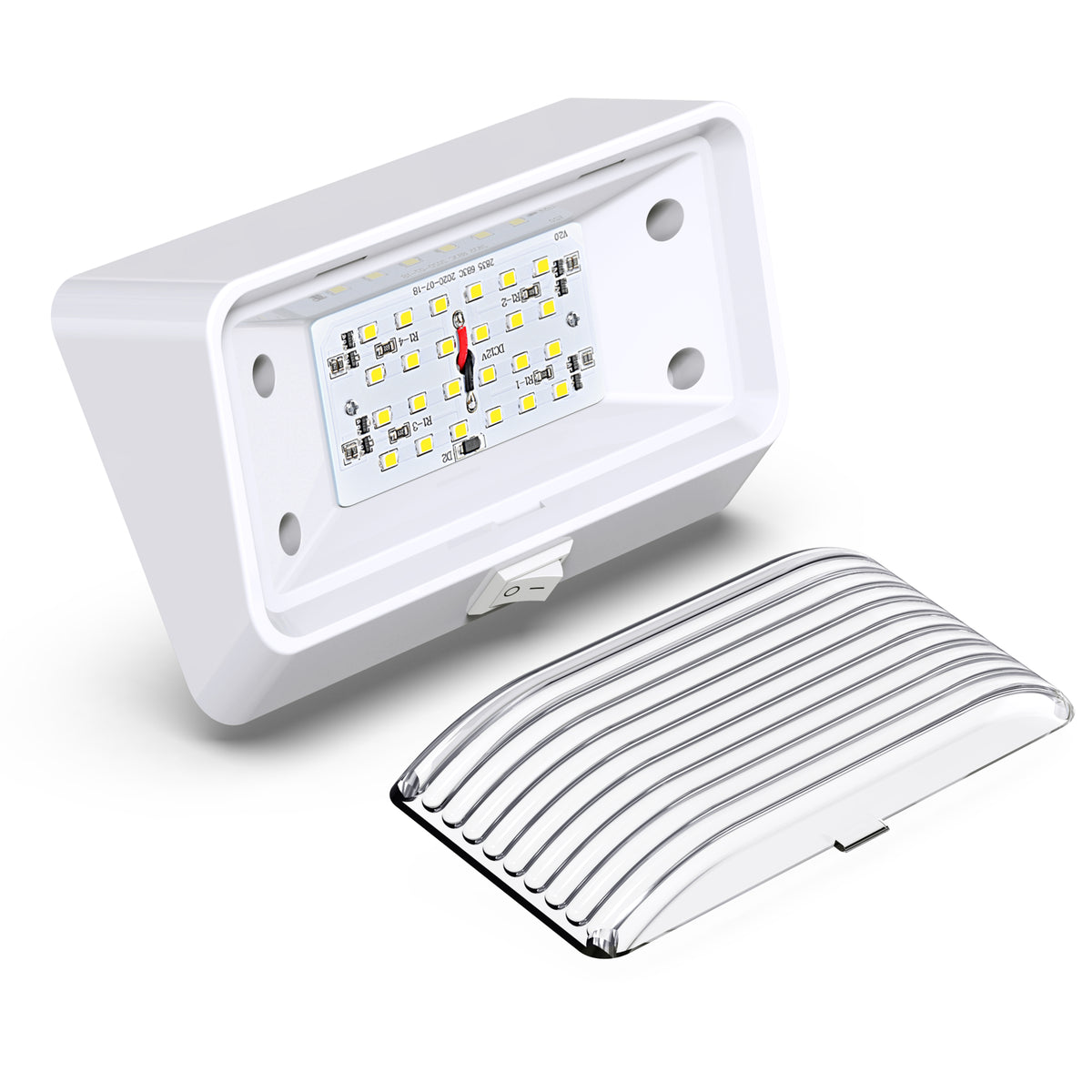 Leisure LED 12V RV Exterior LED Porch Light Cool White with Switch Amber Lens 6 Inch (White)