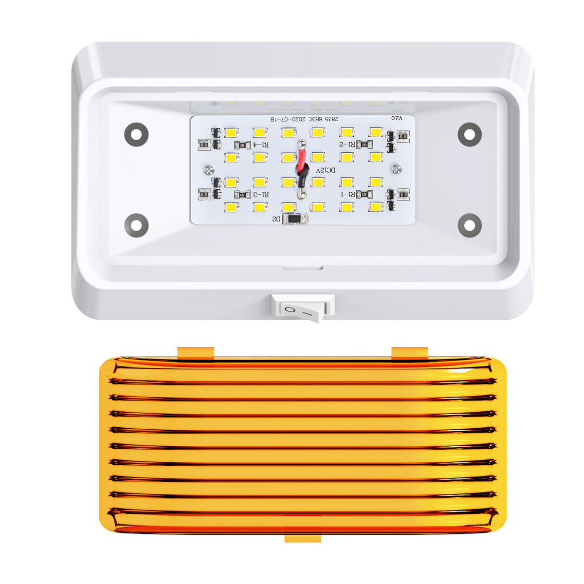Leisure LED 12V RV Exterior LED Porch Light Cool White with Switch Amber Lens 6 Inch (White)