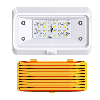 Leisure LED 12V RV Exterior LED Porch Light Cool White with Switch Amber Lens 6 Inch (White)