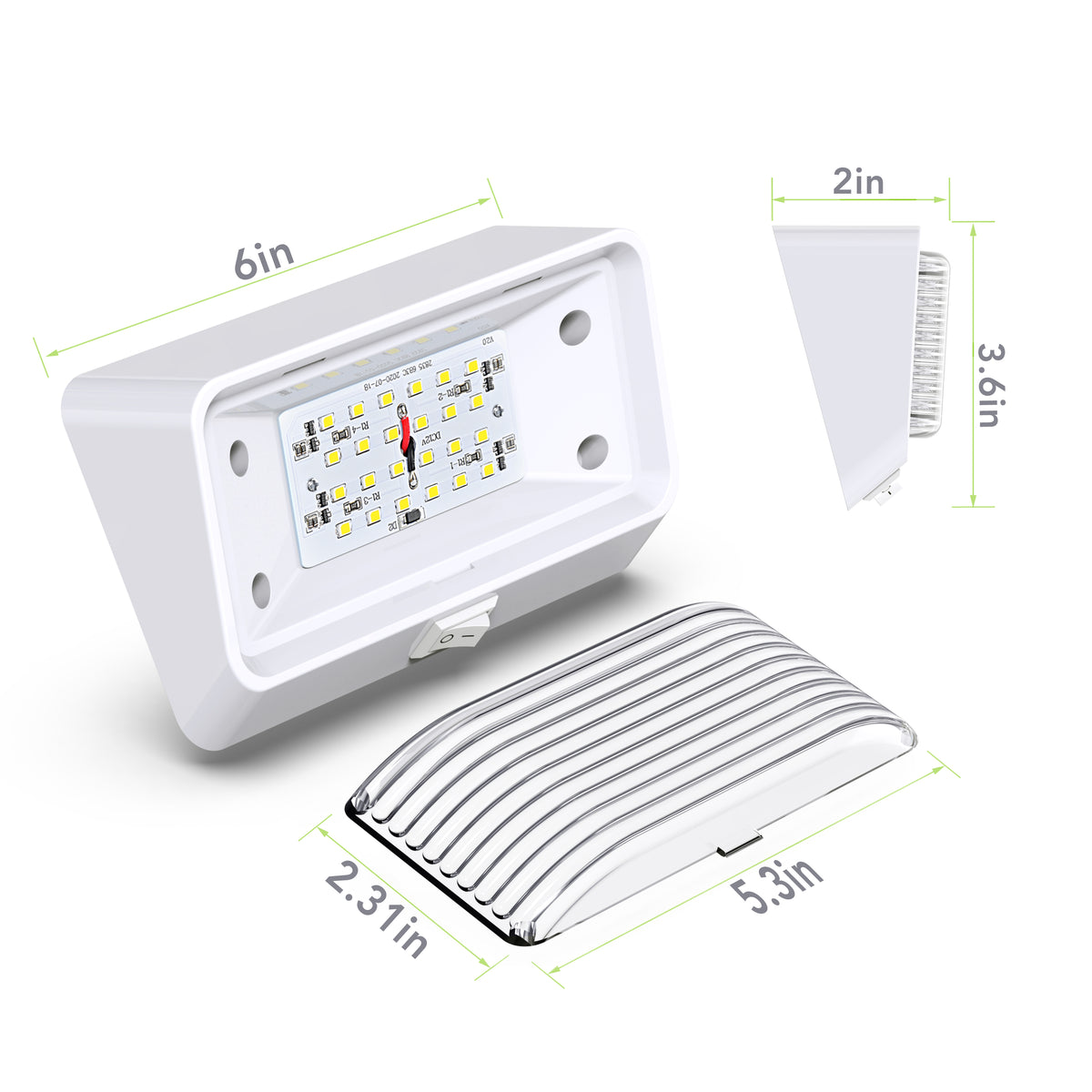 Leisure LED 12V RV Exterior LED Porch Light Cool White with Switch Amber Lens 6 Inch (White)